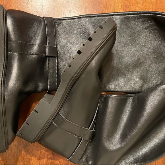 NEW Zara Black Mid Calf Boots REAL Leather 2052/810 riding tall buckle sz 41 10 - Picture 8 of 8